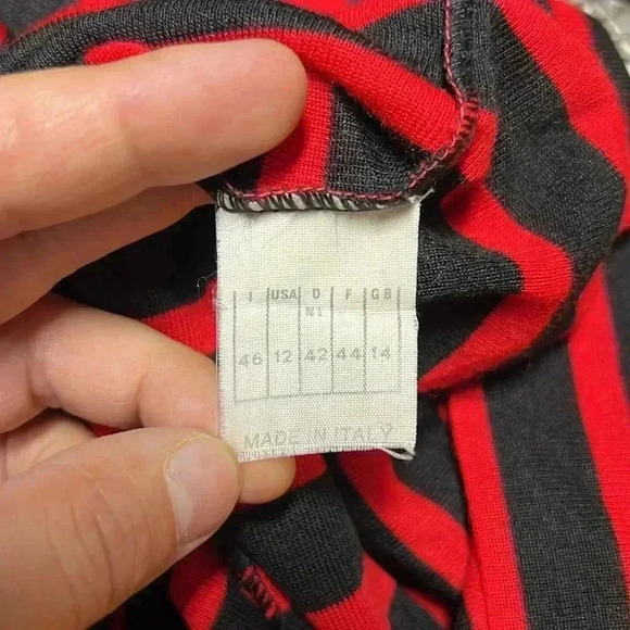 Black and Red Stripes Dress Made in Italy Size 12 - Picture 9 of 9